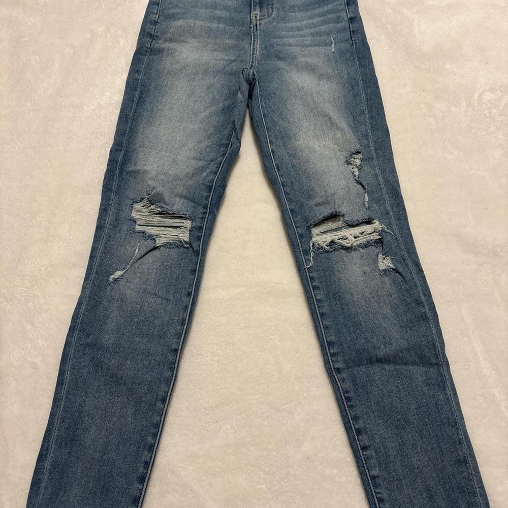 American Eagle Outfitters Womens Ripped Blue Skinny Jeans